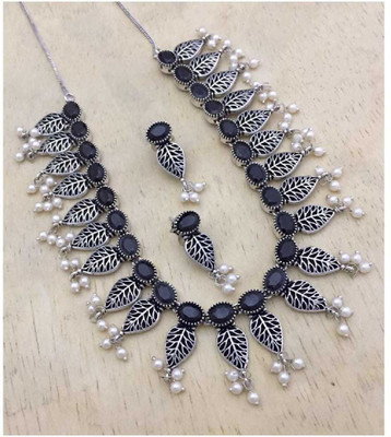 PBM CREATIONS Oxidised Silver Blue Jewellery Set(Pack of 1)