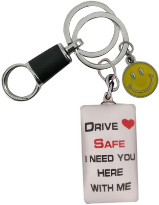 SHOKY LOOKS High Quality Drive Safe I Need You Here With Me both Side 3D Design Multi Color with Smiling Smile with best quality hanging lock Key Chain