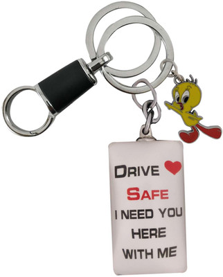 SHOKY LOOKS High Quality Drive Safe I Need You Here With Me both Side 3D Design Multi Color with Smiling Tweety with best quality hanging lock Key Chain