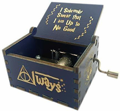 EITHEO Wooden Hand Cranked Collectable Engraved Vintage Music Box - Harry Potter Dark Blue(Blue)