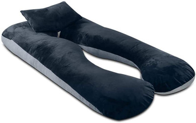 Angel Mommy Luxurious Imported Velvet Microfibre Solid Pregnancy Pillow Pack of 1(Blue/Grey)