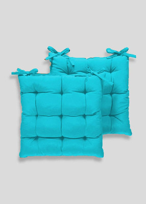 Comfowell Cotton Solid Chair Pad Pack of 2(Light Blue)