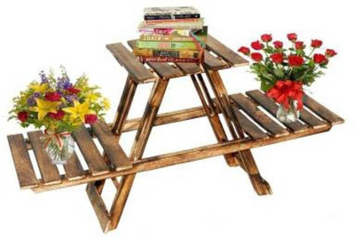 Sf Handicaft Living Room Side Stand/ Wooden Stool / Flower Pot Stand Wooden Wall Shelf Wooden Wall Shelf(Number of Shelves - 3)