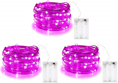 MIRADH 30 LEDs 3 m Pink Flickering, Steady String Rice Lights(Pack of 4)