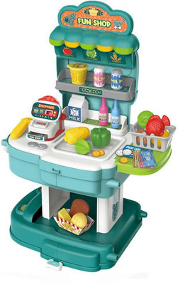 Varni Shop Market School Bag Toy for Kids with Light and Accessories set(multicolor)