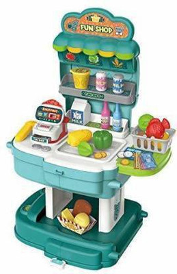 SWEINT Kids 37-Pieces School Bag Packing Pretend Play Super Market Modern Children Shop Market Toy for Kids Girls Boys for 3 Year Old