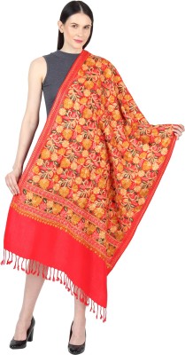 MUFFLY Wool Embroidered Women Shawl(Red)