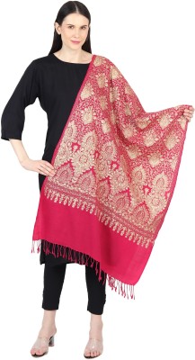 MUFFLY Wool Embroidered Women Shawl(Pink)