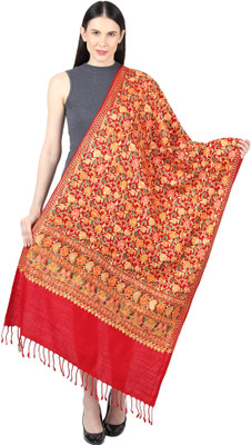 MUFFLY Wool Embroidered Women Shawl(Maroon)