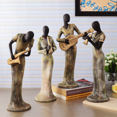 TIED RIBBONS Decorative Ladies Playing Musical Instrument Showpiece Collectible Figurines for Home Décor Wall Shelf Table Office Living Room Decoration Item Decorative Showpiece - 34 cm(Polyresin, Multicolor)