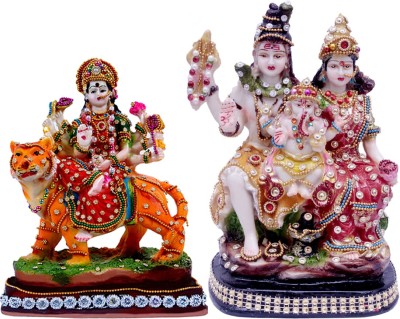 Green Value Goddess Mata Durga and Shiv Parivar God idols Decorative Showpiece  -  22 cm(Polyresin, Multicolor)