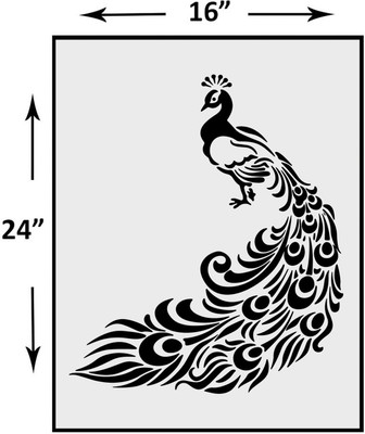 MMD DECORATION Classy Peacock Plastic Reusable Wall Painting Stencil for Home/Office wall stencil Stencil(Pack of 1, PRINTED)