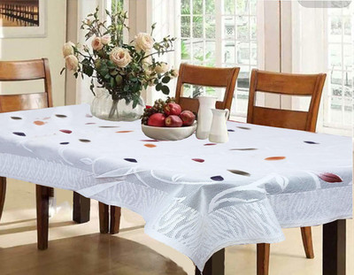 Jainco Decor Floral 4 Seater Table Cover(White, Cotton)