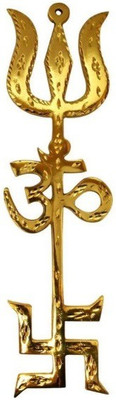 UPASSANA Swastik Om Trishul Trishakti Yantra -Leingth-22 cm Brass Yantra(Pack of 1)