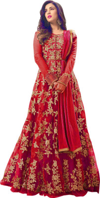 Divine Exim Net/Lace Embroidered, Self Design Salwar Suit Material