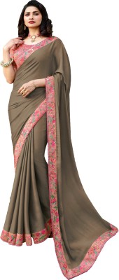 BLEESBURY Solid/Plain Bollywood Cotton Linen Saree(Grey)