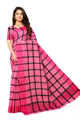 COSBILA FASHION Solid/Plain Tant Cotton Blend Saree(Orange)