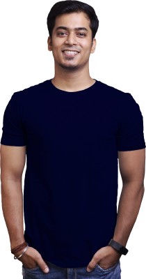 teesworm Solid Men Round Neck Dark Blue T-Shirt