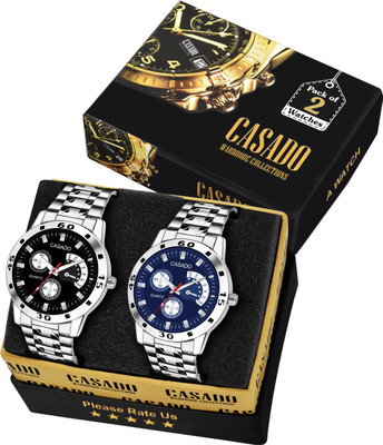 Casado Premium Collection of 2 Black and Blue Dummy Chronograph Pattern Dial with Silver Stainless Steel Chain For Uptown Boys Premium Collection of 2 Black and Blue Dummy Chronograph Pattern Dial with Silver Stainless Steel Chain For Uptown Boys Analog Watch - For Men Casado Premium Collection of 2 Black and Blue Dummy Chronograph Pattern Dial with Silver Stainless Steel Chain For Uptown Boys Premium Collection of 2 Black and Blue Dummy Chronograph Pattern Dial with Silver Stainless Steel Chain For Uptown Boys Analog Watch - For Men