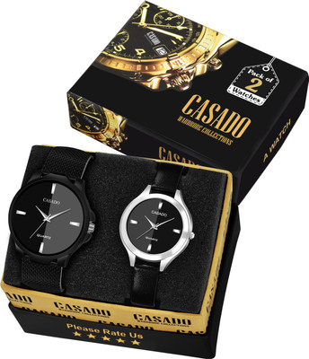 Casado All Black Sophisticated Collection of 2 Superior Double Shade Series for Uptown Boy's and Girl's All Black Sophisticated Collection of 2 Superior Double Shade Series for Uptown Boy's and Girl's Analog Watch  - For Couple