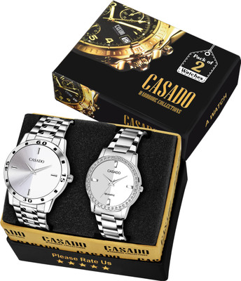 Casado Elegant Dual Tone White and Silver Dial with Stainless Steel Diamond Studded Case for Uptown Boy's and Girl's Elegant Dual Tone White and Silver Dial with Stainless Steel Diamond Studded Case for Uptown Boy's and Girl's Analog Watch - For Couple Casado Elegant Dual Tone White and Silver Dial with Stainless Steel Diamond Studded Case for Uptown Boy's and Girl's Elegant Dual Tone White and Silver Dial with Stainless Steel Diamond Studded Case for Uptown Boy's and Girl's Analog Watch - For Couple
