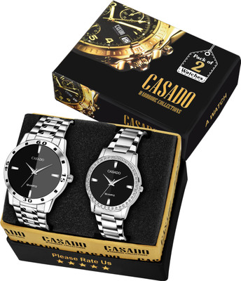 Casado Elegant Dual Tone Black Dial with Stainless Steel Diamond Studded Case for Uptown Boy's and Girl's Elegant Dual Tone Black Dial with Stainless Steel Diamond Studded Case for Uptown Boy's and Girl's Analog Watch - For Couple Casado Elegant Dual Tone Black Dial with Stainless Steel Diamond Studded Case for Uptown Boy's and Girl's Elegant Dual Tone Black Dial with Stainless Steel Diamond Studded Case for Uptown Boy's and Girl's Analog Watch - For Couple