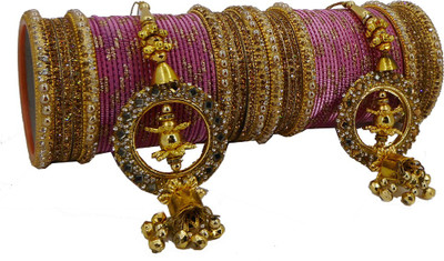 Royal Bangles Metal Zircon Bangle Set(Pack of 68)