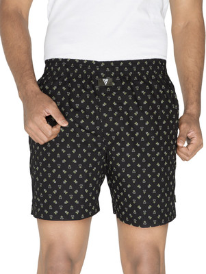 VAN HEUSEN Men Black Printed Elasticized Waistband Printed Boxer Shorts Printed Men Boxer