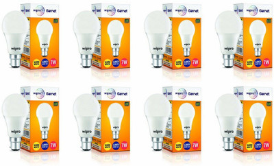 Wipro 7 W Basic Standard B22 LED Bulb(Yellow, Pack of 8)