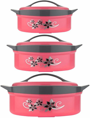 NEXA Inner Steel Neev Insulated Casserole Hot Pot for Roti/Chapati Hot Box Chapati Box/Casserole Set Combo of 1500ml, 2500ml and 3500ml - Multicolor(Combo Set of 3) Pack of 3 Thermoware Casserole Set(3500 ml)