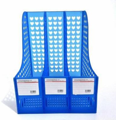 belliric 3 Compartments plastic file holder(Blue)