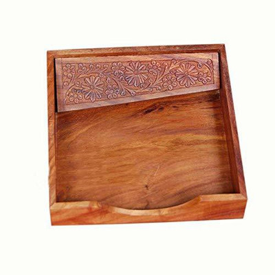 ARTANDCRAFTINDIA 1 Compartments WOOD Tissue Holder(Brown)