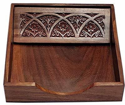 ARTANDCRAFTINDIA 1 Compartments WOOD Tissue Holder(Brown)