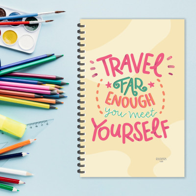 ESCAPER Travel Far Enough Meet Yourself (Ruled - A5 Size - Pack of 2 Diaries) Designer Motivational Diaries, Quotes on Diaries A5 Diary Ruled 80 Pages(Multicolor, Pack of 2)