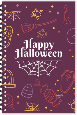 ESCAPER Happy Halloween Doodle Diary (Ruled - A5 Size - 8.5 x 5.5 inches), Halloween Theme Diary, Halloween Diary A5 Diary Ruled 80 Pages(Multicolor)