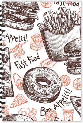 ESCAPER Bon Appetit Pizza Slice (Ruled - A5 Size - 8.5 x 5.5 inches) Food Diary, Fast Food Diary, Pizza Diary, Food Lovers Diary A5 Diary Ruled 160 Pages(Multicolor)