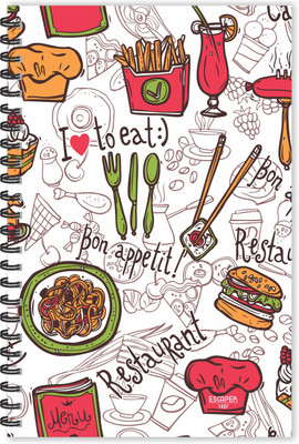 ESCAPER Bon Appetit Restraunt (Ruled - A5 Size - 8.5 x 5.5 inches) Designer Food Diary, Fast Food Diary, Burger Diary, Eat Design Diary A5 Diary Ruled 160 Pages(Multicolor)