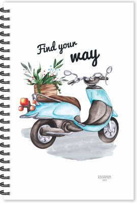 ESCAPER Find Your Way (Ruled - A5 Size - 8.5 x 5.5 inches) Designer Motivational Diary, Quotes on Diary, Scooter Diary, Vehicle Diary A5 Diary Ruled 160 Pages(Multicolor)