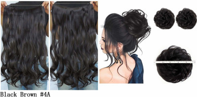 Akashkrishna Messy  Bun Extensions with Curly Wavy Synthetic  Extensions Updo pieces for women(Color:Black) Hair Extension
