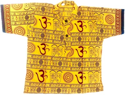 pk hub Baby Boys & Baby Girls Typography, Printed Cotton Blend T Shirt(Yellow, Pack of 1)