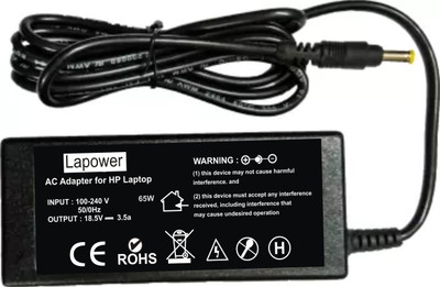 Lapower Laptop Charger For DV8000,DV9000 65W 3.5a Yellow Pin Laptop Adapter (Power Cord Included) 65 W Adapter(Power Cord Included)