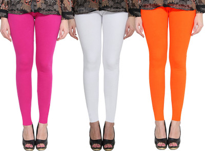 Clarita Ankle Length Ethnic Wear Legging(Pink, White, Orange, Solid)