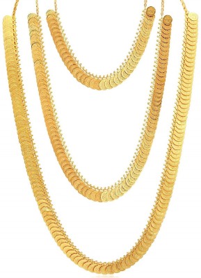 VAMA kasu Mala kasumalai Laxmi Lakshmi coin temple jewellery necklace set Gold-plated Plated Metal Chain Set