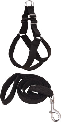 S.Blaze Dog Belt Combo of 1.5 inch Nylon Padded Black Dog Body Harness with Dog Leash Specially for Large Breed Dog Harness & Leash(Extra Large, Black2)
