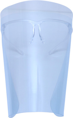 Welit VISOR4-PACK5 Transparent 350 Micron Overhead Frame Safety Visor 180 Degree Full Face and Neck Protection Shield with Reuseable Detatchable Glasses Frame Suitable for Every Frame Spectacle Glasses Wearer - Pack of 5 Safety Visor(Size - Free Size)