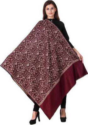 PASHTUSHS Wool Printed Women, Men Shawl(Maroon)