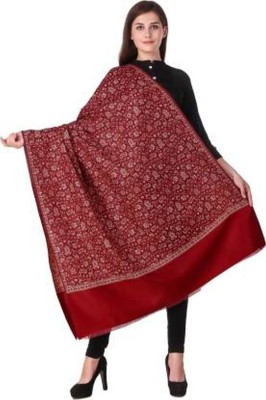 PASHTUSHS Wool Self Design Women, Men Shawl(Maroon)