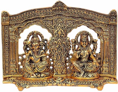 KridayKraft White Metal Gold Plated Royal Laxmi Ganesh Mehrav God Idol Decorative Showpiece  -  15 cm(Aluminium, Gold)