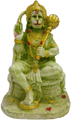 FABZONE Lord Mahavir Hanuman Idol/Bajrangbali Sculpture Decor God Statue Decorative Showpiece - 20 cm(Polyresin, Peach)