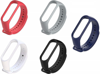 AUDICE Best BUY Silicon Replacement Band/Strap for Xiaomi Mi Band 3 strap and Mi Band 4 Strap Watch band Silicone Strap (Not Compatible with Mi Band 1/2)- Combo -5 pack Smart Band Strap(Red, Black, White, Grey, Blue)
